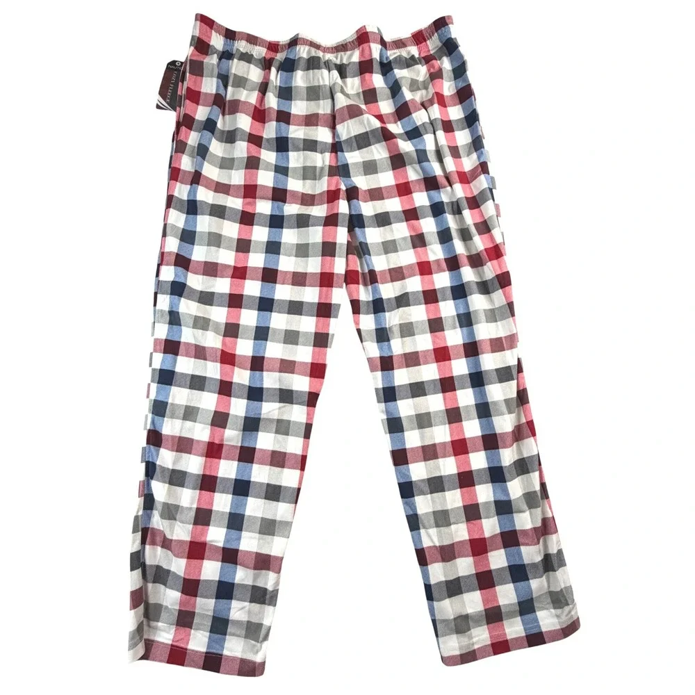 NWT Nautica Mens Plaid‎ Pajama Pants XXL Sail White Red Blue Fleece Sleepwear